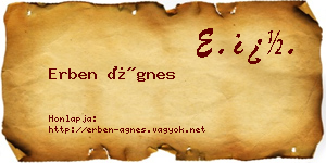 Erben Ágnes névjegykártya